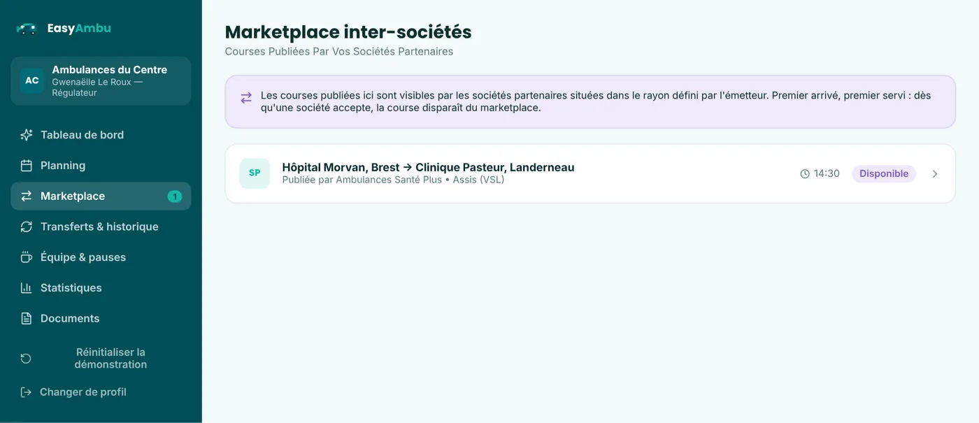 Marketplace EasyAmbu : liste des courses disponibles chez les partenaires